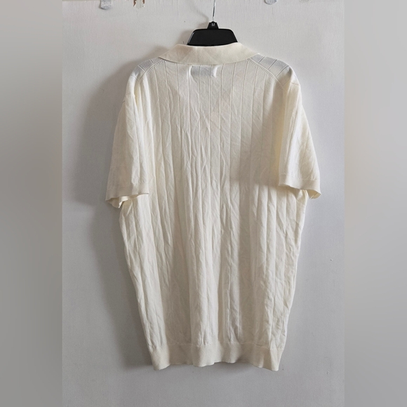 Nwt Collars & Co Mens Luxury Knit Polo Shirt Sweater Medium Beige - Picture 2 of 7